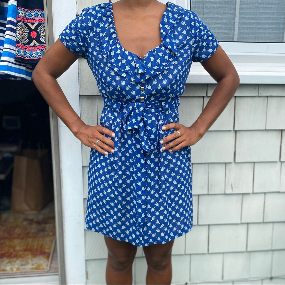 Blue and cream floral dress